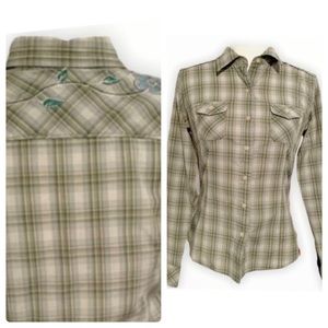 The North Face Plaid Embroidered Button Up Shirt